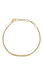 Petit Pave Bar Bracelet, 18K Yellow Gold & White Diamonds